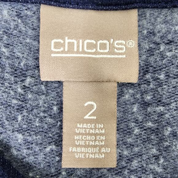 Chicos Tunic Top Womens Size 2 Large Cozisoft V Neck Pocket 3/4 Sleeve Blue Knit - Picture 9 of 12